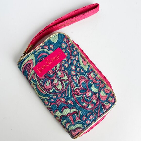 Lilly Pulitzer Organizer Wristlet Colorful Print Retro Small Wallet Chic - Picture 1 of 6